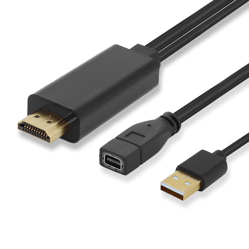 Elecbee HDMI to Mini for Display Port Converter Adapter Cable 4K HDMI Male for Mini Port Female Video Cable with USB Charging