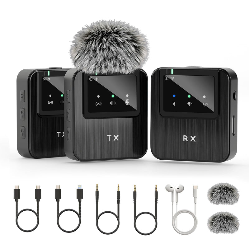 Wireless Lavalier Microphone for iPhone 16/15/14,Android,Camera,ipad and Laptop,Small iPhone Mic for Video Recording,TikTok,Noise Cancelling,48KHz/24Bit,10H Battery Life-K63