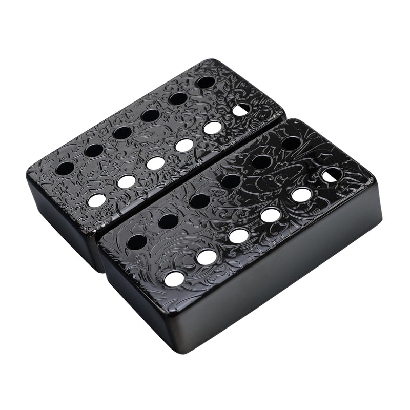 [AUSTRALIA] - Set of 2 Brass Guitar Pickup Covers Black 50mm/52mm Pole Spcing Electric Guitar Pickup Covers Humbucker Guitar Pickup Cover Metal Guitar Pickup Covers for Ep Lp Les Paul Electric Guitar flower pattern 