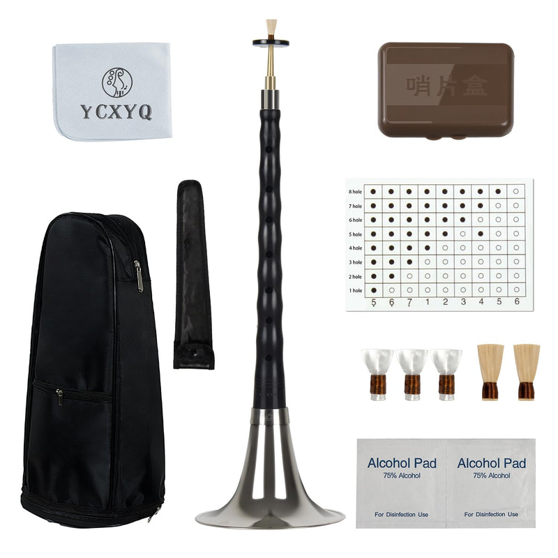 C key - Ebony Suona Professional Suona Chinese Traditional Musical Instrument Suitable for Beginners and Professional Performers with Full Set of Accessories C Key