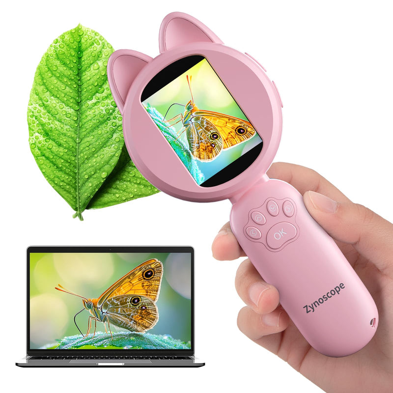 [AUSTRALIA] - Kids Microscope 100X Magnification, STEM Handheld Digital Science Kit, Portable Educational Toy for Ages 3-16, Birthday for Boys & Girls Pink 