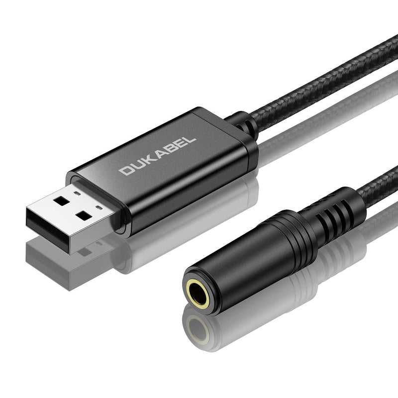 USB Headphone Adapter, External Sound Card for PC, PS4, PS5-2.4M | TRRS-Mic Supported, DAC Chip, 16bit/48KHz, Compatible with Windows, PC, Laptop, Mac, Linux, Desktops, PS4, PS5 2.4Meters