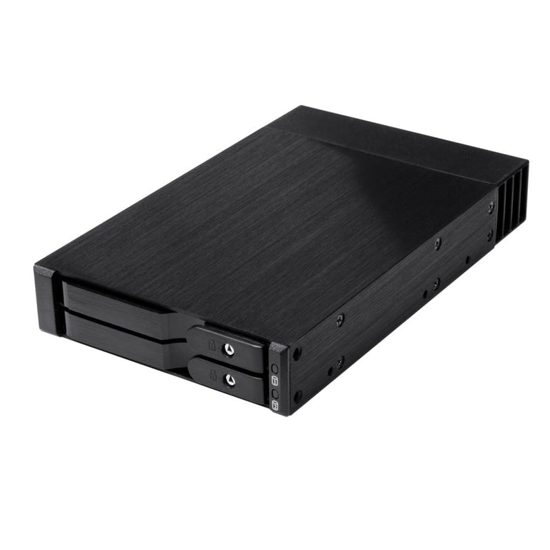 Kingwin Trayless Aluminum Mobile Rack with Keylock for 2 x 2.5 SATA/SAS HDD/SSD – 6Gbps/12Gbps Data Transfer, Tool-Free Installation, Secure Keylock Design SATA Dual Bay