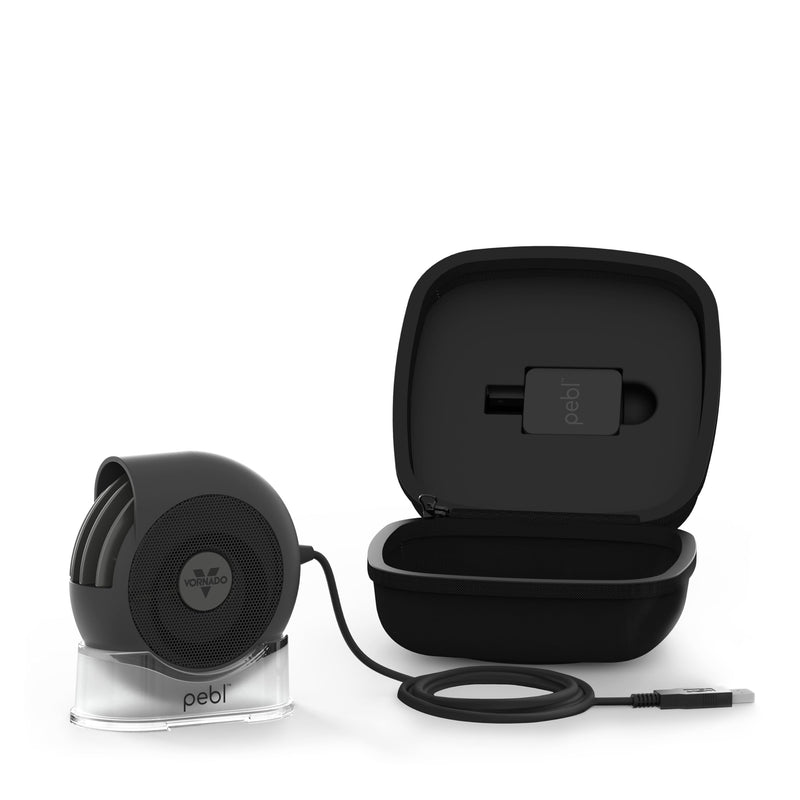 Vornado PEBL PAK Portable USB Desk Fan with Magnetic Base, Neoprene Travel Case Stand, 2 Speed Settings, Adjustable Airflow, Personal Cooling for Office, Home and Travel PEBL PAK - Case Included