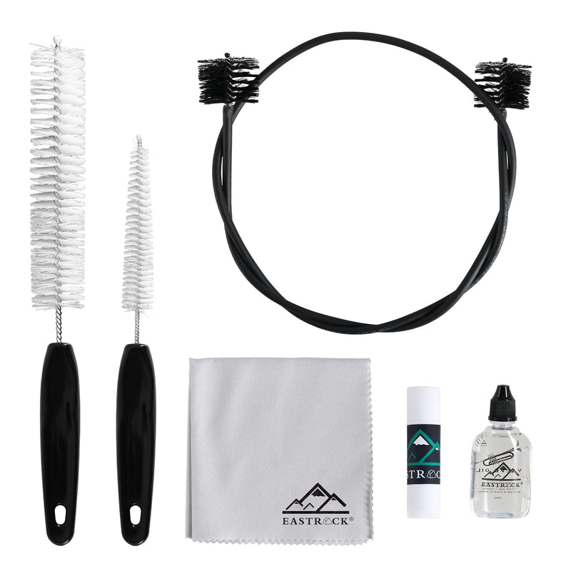 EASTROCK Trumpet Cleaning Kit,Trumpet Care Kit 6PCS,Valve Oil, Slide Grease,Cleaning Cloth,Valve Brush,Mouthpiece Brush and Flexible Snake Brush