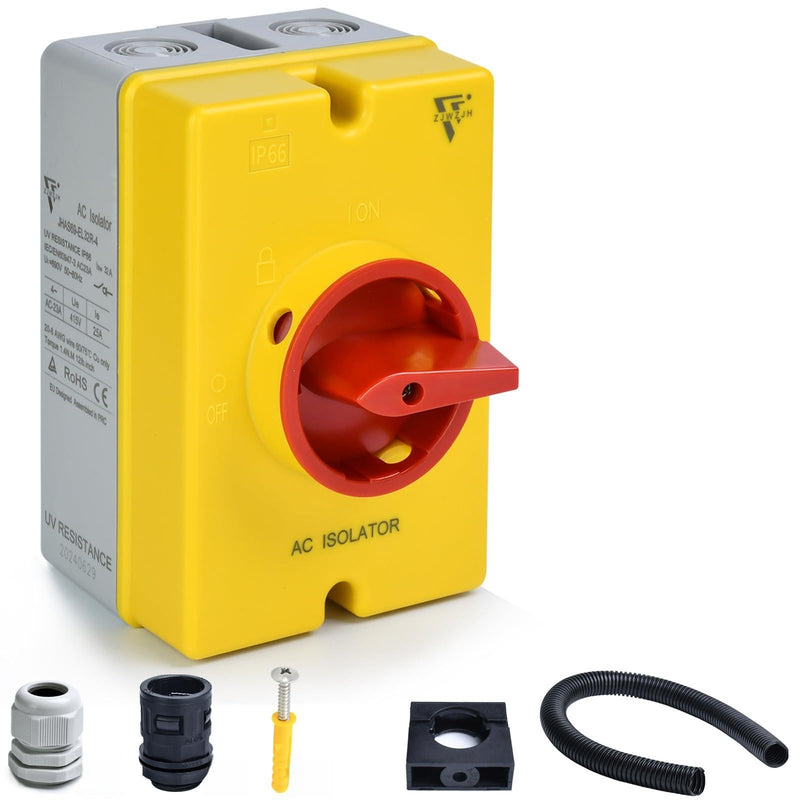 [AUSTRALIA] - 32 Amp AC Disconnect Switch Box Outdoor, 110V 220V 690V AC Isolator Switch, 4 Pole, IP66 Waterproof Isolation PV 3 Phase Disconnect Switch On Off 2 Position 32 Amp 