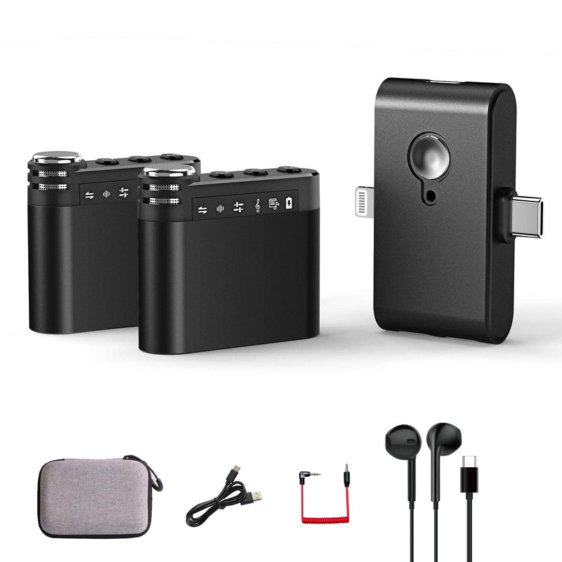 M9 Wireless Lavalier Microphone for iPhone(14/15/16)/Android Cellphone, Portable Mini Lapel Mic, 328ft Transmission, Phone Microphones for Record,Podcast, Vlogs, YouTube, Tiktok (Black ( 2TX+1RX)) Black ( 2TX+1RX)