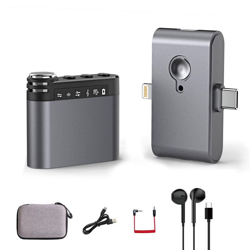 M9 Wireless Lavalier Microphone for Iphone 14/15/16, Android, Tiktok, YouTube,VLOG Recording, Podcast,Portable Mini Lapel Mic with Professional Audio System (Grey ( 1TX+1RX)) Dark Grey ( 1TX+1RX)