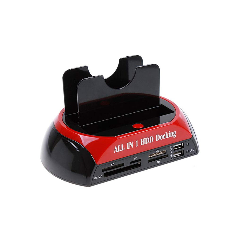 Multifunctional Hard Disk Base 2.5/3.5 inch IDE/SATA Mobile Hard Disk Base Dual-bay HDD Docking Station US Plug
