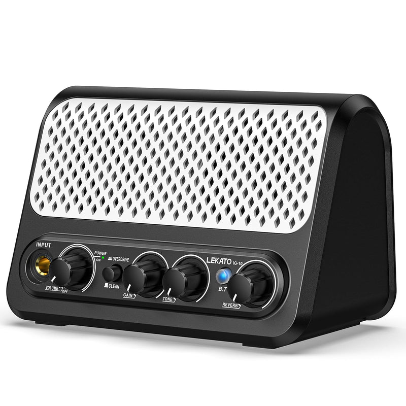 [AUSTRALIA] - Mini Guitar Amp,LEKATO 10W Portable Electric Guitar Amplifier with Clean & Overdrive Channel,Reverb,Bluetooth Small Guitar Amp for Practice (Black-White) Black-White 
