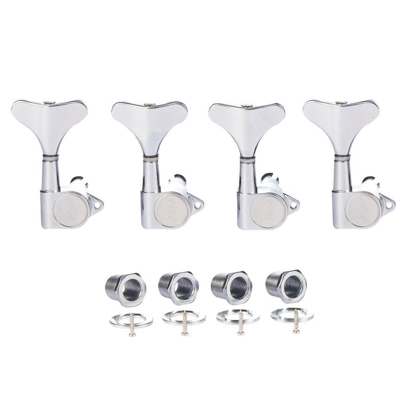 KAISH 4 String 18:1 Sealed Bass Tuners Bass Guitar Tuning Keys Tuning Machine Heads for Ibanez/Yamaha Style Acoustic/Electric Bass Chrome 4 String 4R