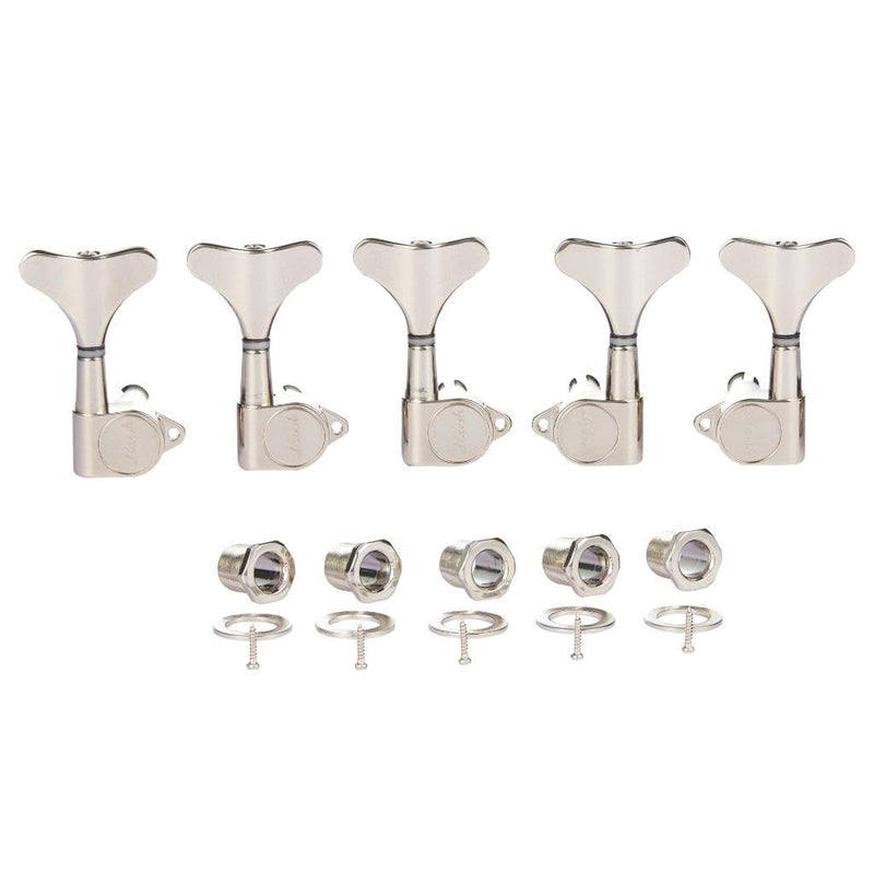 KAISH 5 String 3R2L 18:1 Sealed Bass Tuners Bass Guitar Tuning Keys Tuning Machine Heads for Ibanez/Yamaha Style Acoustic/Electric Bass Nickel 5 String 3R/2L
