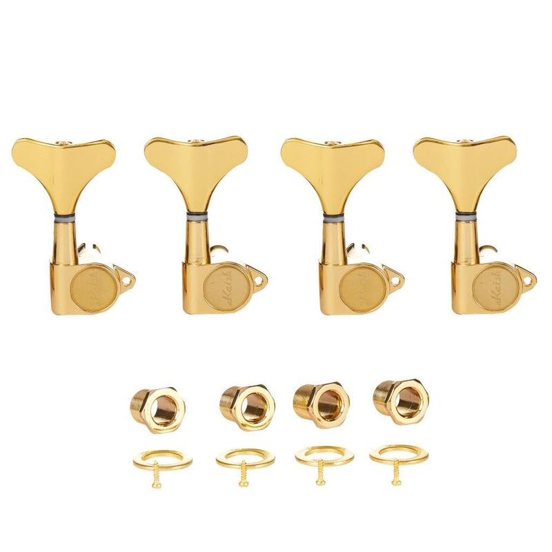 KAISH 4 String 18:1 Sealed Bass Tuners Bass Guitar Tuning Keys Tuning Machine Heads for Ibanez/Yamaha Style Acoustic/Electric Bass Gold 4 String 4R