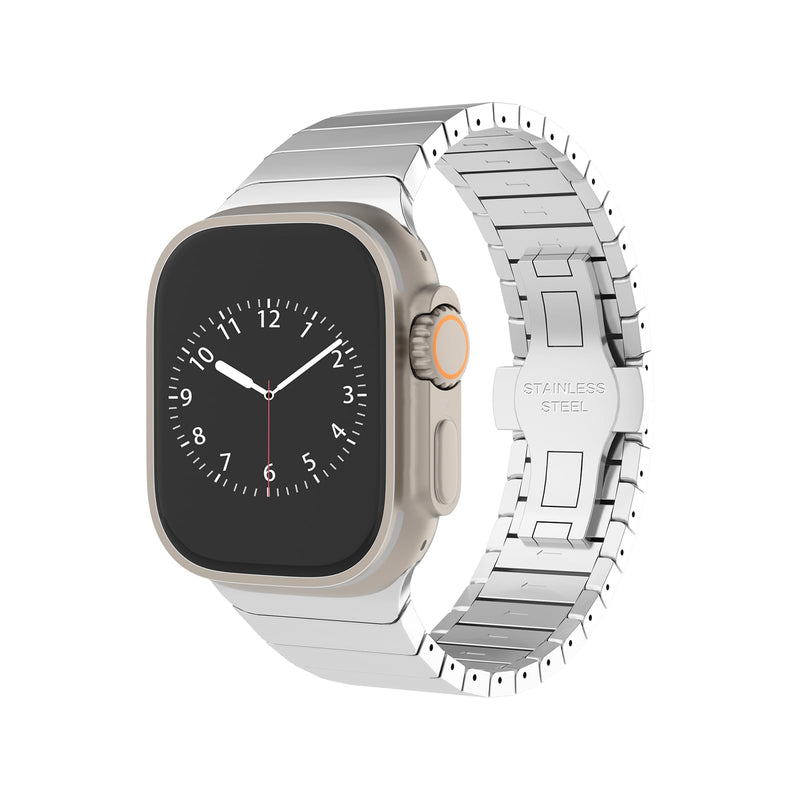 Compatible for Apple Watch Metal Bands, Silver 38mm 40mm 41mm iWatch Strap Ultra10 9 8 7 6 5 4 3 2 1 SE,Simple and Stylish Smartwatch Wristband Women Men