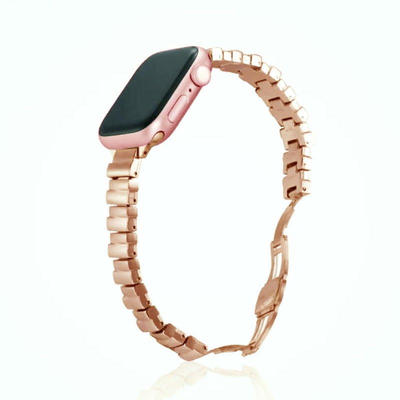 Compatible for Apple Watch Metal Bands,iWatch Strap Ultra10 9 8 7 6 5 4 3 2 1 SE,Simple and Stylish Smartwatch Wristband Women Men 0058-Rose Gold424445 42/44/45