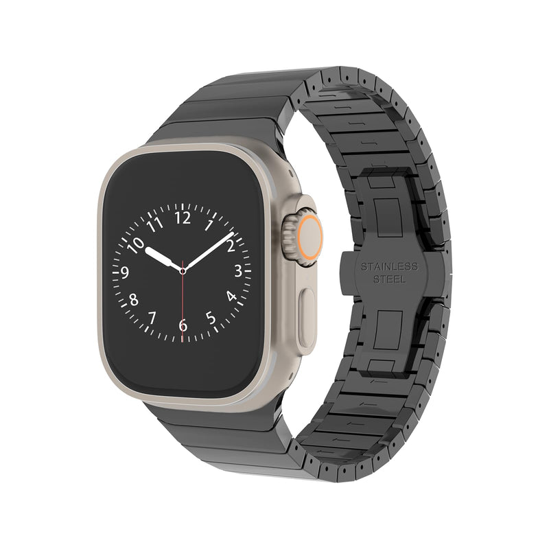 Compatible for Apple Watch Metal Bands, Black 42mm 44mm 45mm iWatch Strap Ultra10 9 8 7 6 5 4 3 2 1 SE,Simple and Stylish Smartwatch Wristband Women Men