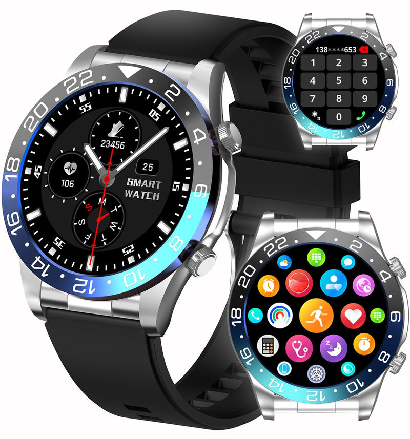 Men's Smartwatch 1.43" AMOLED Display Sports Fitness Tracker Answer&Make Calls, Heart Rate Sleep Monitor IP67 Waterproof Smart Watch for Men, Pedometer, Support Android & iOS (Black Blue) black blue