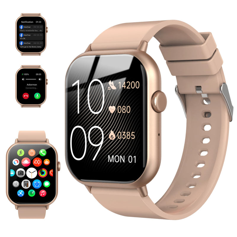 Smart Watch for Men Women - 2.01" HD Touchscreen with Bluetooth Calling, Fitness Tracker Watch 24/7Heart Rate/Blood Pressure/Sleep Monitor, IP67 Waterproof Sport Watch, Android iOS Phones (Pink) Pink