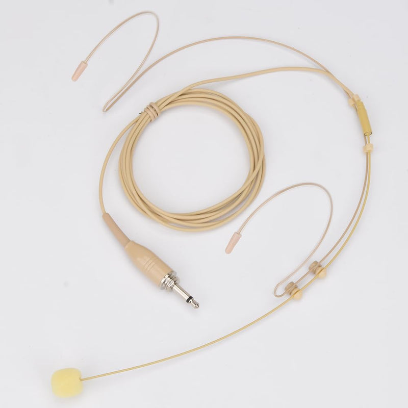 YXG Headworn Earset Over Ear Hanging Mic Beige Low Profile Light-Weight Microphone, with1.45m Cable 3.5mm Thread Screw Lock Head，for Wireless System & Body/Belt Pack Transmitter