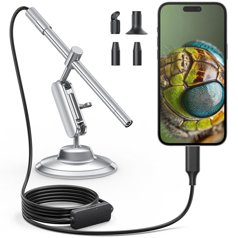 [AUSTRALIA] - Teslong USB-C Digital Microscope, 10X to 200X Magnification Portable Camera with 8 LED Lights, Handheld Rotating Metal Stand for Coin, Electronic, Compatible with iPhone 15+ and Android Devices 