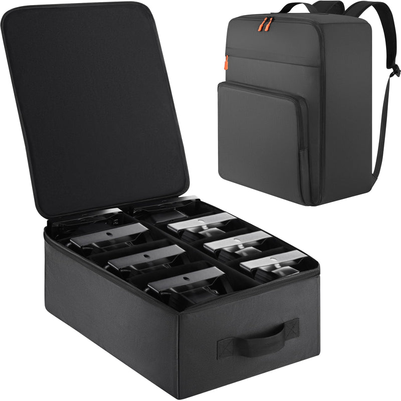 Par Light Bag Soft Padded for 8 Par Lights, Stage Lighting Case with Removable Dividers & Backpack-strap & Handle, Lights Bag with Large Pocket for Par Light, Spotlight, Led Light, DJ Light 8 Par Light Bag