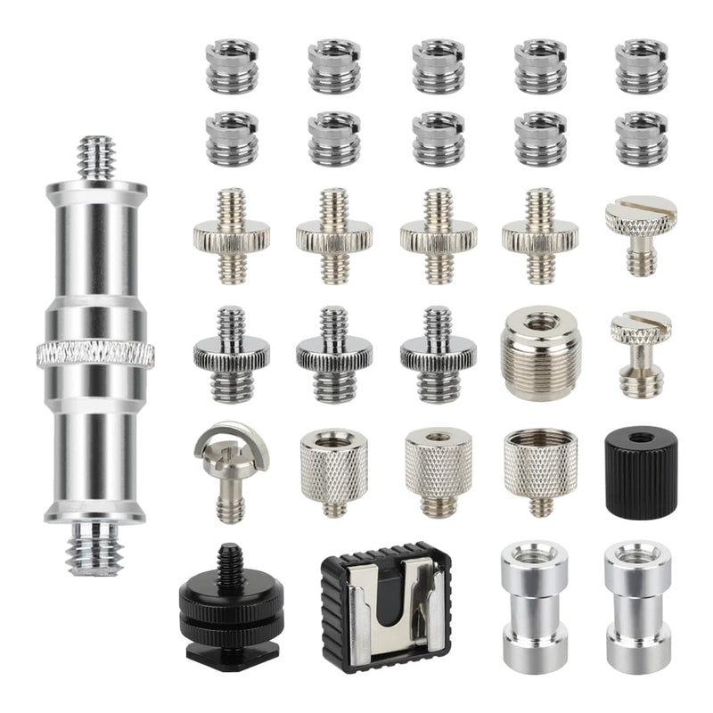 [AUSTRALIA] - CAMVATE 30PCS Camera Screw Mount Set 1/4 to 1/4,1/4 to 3/8,1/4 to 5/8,1/4 & 3/8 Camera Mount Adapter for Tripod/Monopod/Microphone/Flash Light/Quick Release Plate Converter Screws Adapter 