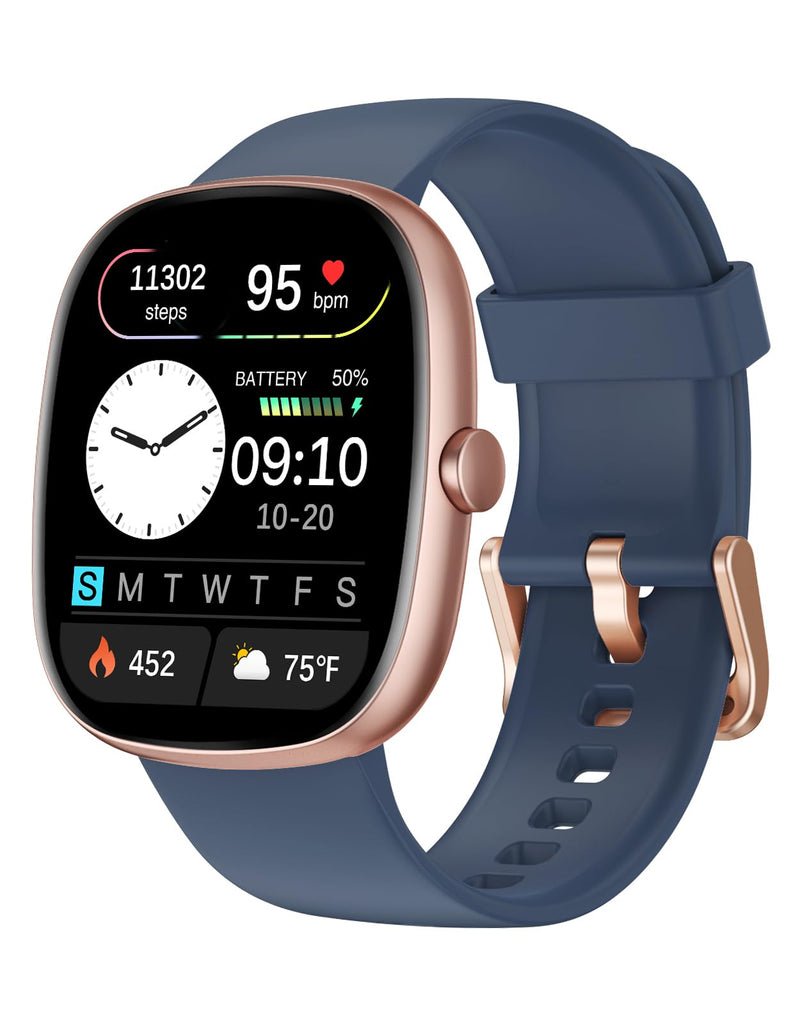 Fitness Tracker with Call Function, 1.85” Fitness Watch for Women and Men, 24/7 Heart Rate & Blood Oxygen Monitor, Sleep Tracker, 100+ Sport Modes, IP68 Waterproof (Blue)