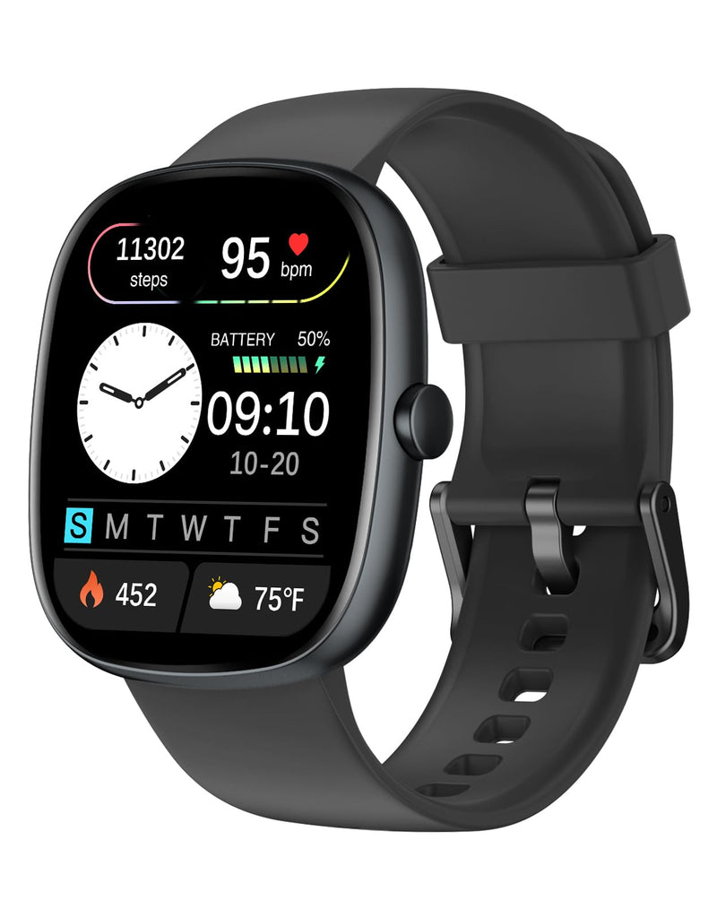 Fitness Trackers for Men Women with Bluetooth Call 24/7 Heart Rate & Blood Oxygen Monitor Sleep Tracker, Steps/Calories Counter Stopwatch/Timer/Alarm Clock, Pedometer for Walking Waterproof Black