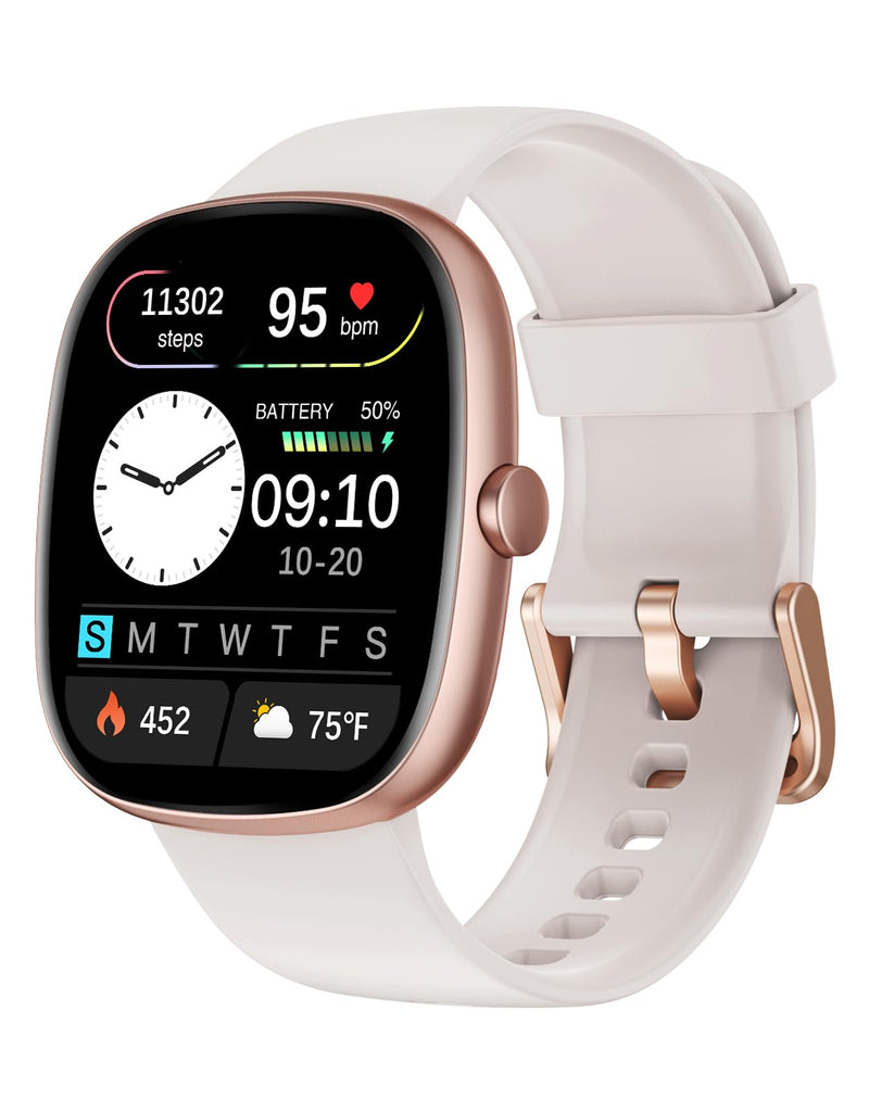 Fitness Tracker with Call Function, 1.85” Fitness Watch for Women and Men, 24/7 Heart Rate & Blood Oxygen Monitor, Sleep Tracker, 100+ Sport Modes, IP68 Waterproof (Starlight)
