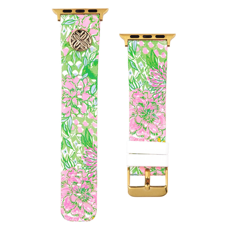 Lilly Pulitzer Silicone Apple Watch Band for Women, Sized to Fit 38mm & 40mm Smartwatches, Compatible with Apple Watch Series 1-6 and SE, Lime Feeling Good