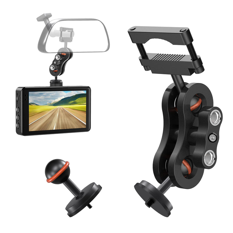 [AUSTRALIA] - Dash Cam Mount, 1/4 "1/8" Threaded Camera Bracket, Aluminum Rearview Mirror Driving Recorder Mounting Base, Suitable for OldShark Apexcam Chortau ORSKEY Jeemak Ricoh GoPro NIUTA Dash Cam 