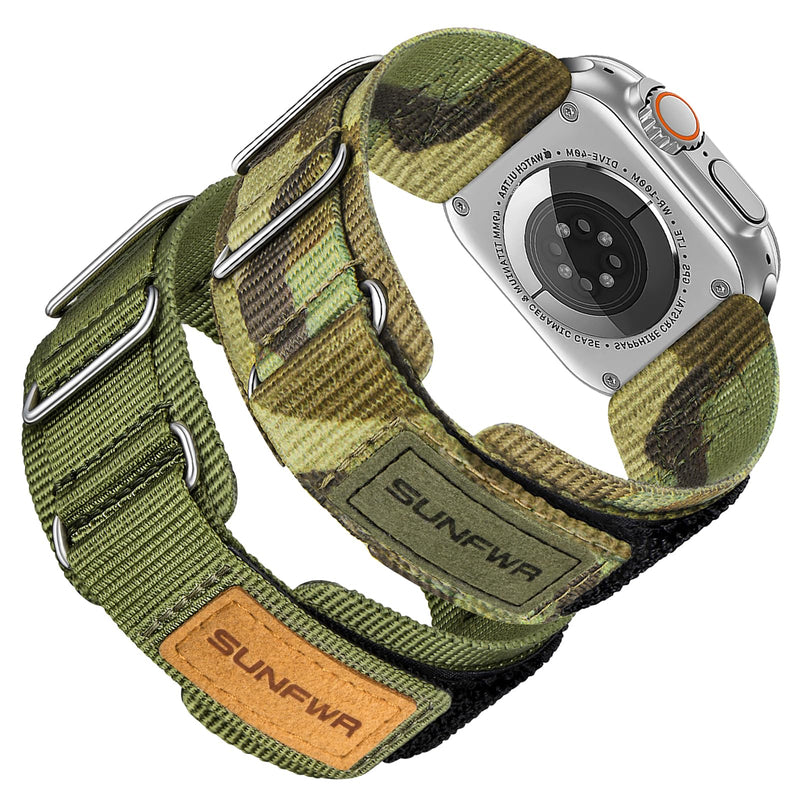 SUNFWR Compatible with Apple Watch Band 49mm 46mm 45mm 44mm 42mm, Rugged Velcro Straps for iWatch Ultra Series 10/9/8/7/6/5/4/3/2/1/SE, Tough Apple Watch Replacement Bands for Men Women