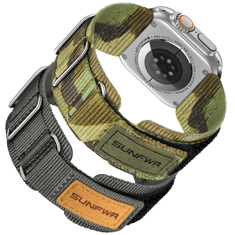 SUNFWR Compatible with Apple Watch Band 49mm 46mm 45mm 44mm 42mm, Rugged Straps for iWatch Ultra Series 11/10/9/8/7/6/5/4/3/2/1/SE, Tough Apple Watch Replacement Bands for Men Women