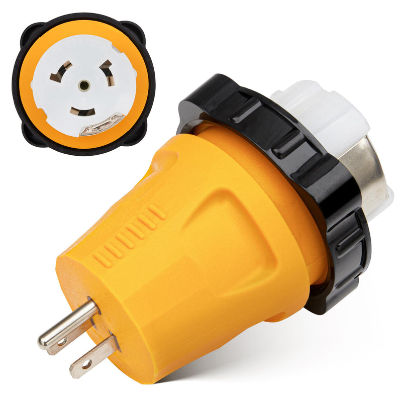 MECMO 50 Amp to 15 Amp 110V RV Marine Adapter Plug, NEMA 5-15P to NEMA SS2-50R Twist Lock Adopter, 15A Male to 50A Female Electrical Locking RV Shore Power Adapter w/ Threaded Ring for RV Camper Boat