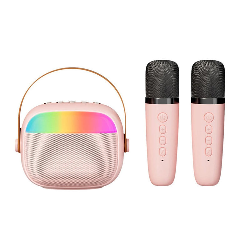 Bluetooth Mini Speaker, Karaoke Speaker Wireless Microphone Subwoofer Microphone Integrated Speaker, Suitable for Home Outdoor Dormitory Party, Pink