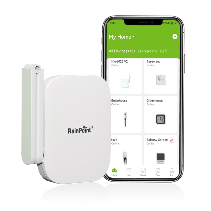 RAINPOINT Gen2 2.4GHz Mini WiFi Hub App Control,RAINPOINT Devices System Only,853ft Connection Range, Support Up to 39 Devices