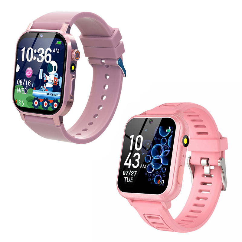 Phyulls Kids Smart Watches Girls *2, HD Touchscreen Kids Watches with Video Camera Music Player Alarm Pedometer Learn Card Audio Flashlight 12/24hr Gift for 3-12 Year Old Girls