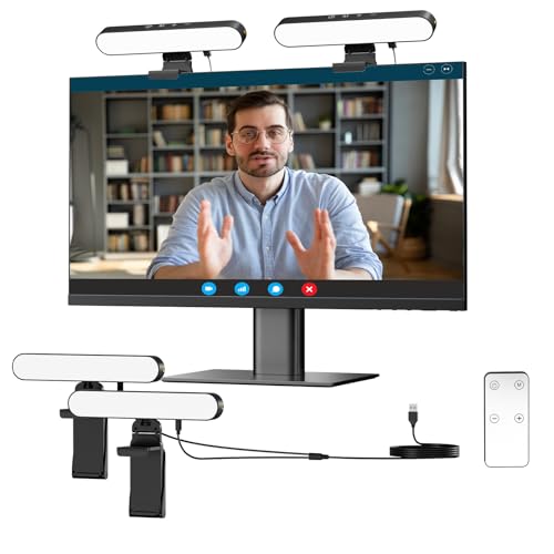 Takerers Video Conference Lighting, Webcam Light with Remote & Touch Control, 3 Color Temperature, 10 Level Brightness, Zoom Light for Computer, Video Calls, Live Streaming, Podcast, Studio (2-Pack) 2-Pack