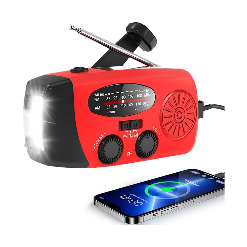 [AUSTRALIA] - Emergency Hand Crank Radio, 2000mAh/7400mWh NOAA Weather Radio Battery Operated, Solar Radio Flashlight Cell Phone Charger, LED Reading Lamp, SOS Alarm for Home, Outdoor Emergencies 