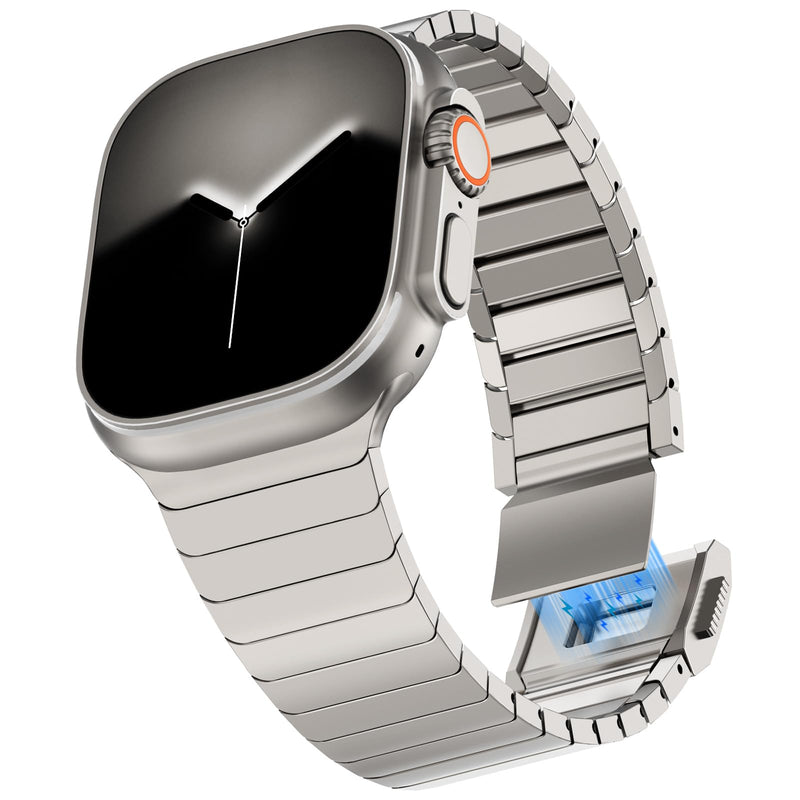 KADES Stainless Steel Band Fit for Apple Watch Band, Premium Metal Strap | Business Office Work, Butterfly Clasp, Classic Style, Sizing Tool Included, for iWatch Series 1-11/Ultra/SE 38mm-49mm Titamium(Titanium) 49/46/45/44/42mm(Series 3/2/1)