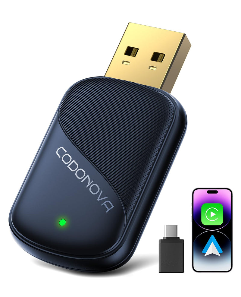 [AUSTRALIA] - Mini Wireless CarPlay & Android Auto Adapter for iPhone & Android Phone (2026 Upgrade), No Lag, Fast Stable Connection, Converts Wired to Wireless CarPlay Dongle for 2016+ Cars, USB-A&C Port Blue 