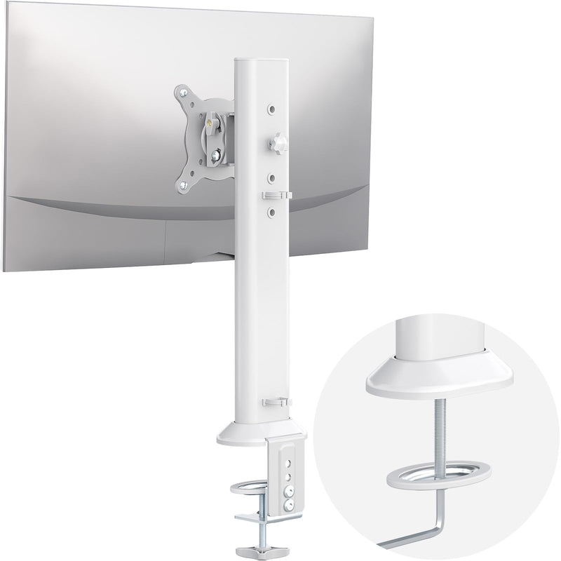 Hemudu Single Desk Monitor Arm Mount Stand Fit for 13 inch to 32 inch Flat Curved Computer Screen with Swivel, Height Adjustable, Rotation,Holds up to 77lbs, White 13-32 inches