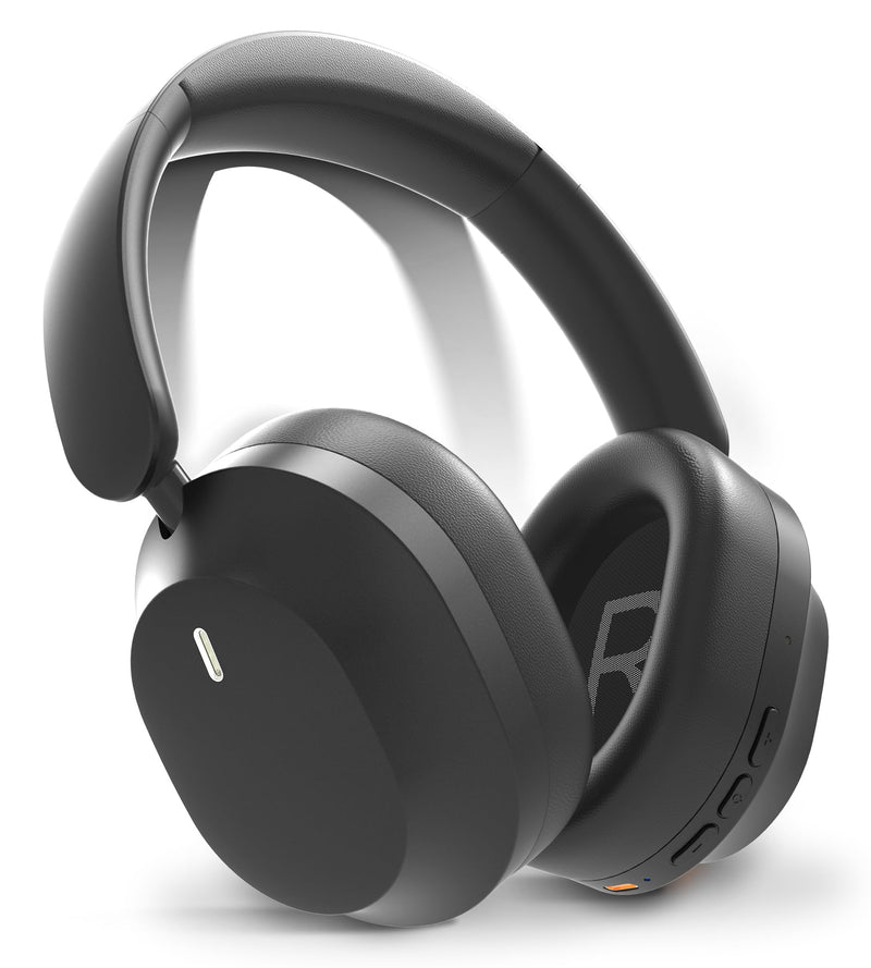 UPGRADE Noise Cancelling Headphones Wireless Bluetooth Over-Ear Headphones Booming Bass Memory Foam Ear Cups for Commuting Office Travel Home Phone PC - Comfortable and Foldable Design- Black