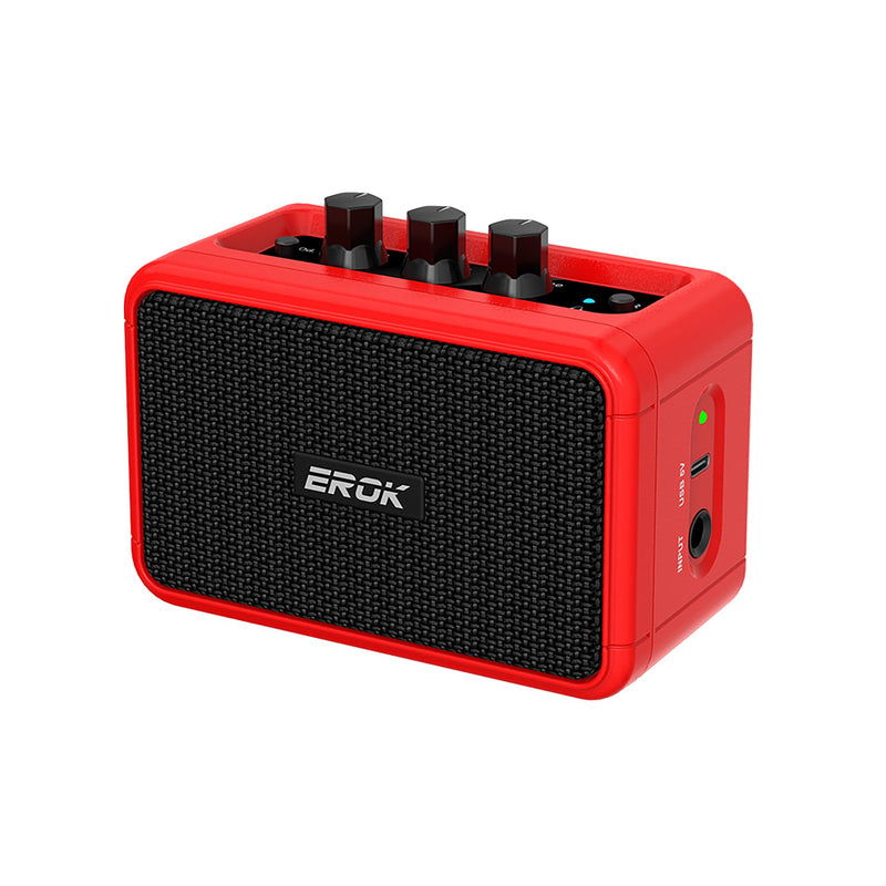 [AUSTRALIA] - EROK Mini Electric Guitar Amplifier, with Clean Overdrive Effects,Support BT/Headphone Connection,5W Indoor Music Pratice Speaker (Red) Red 