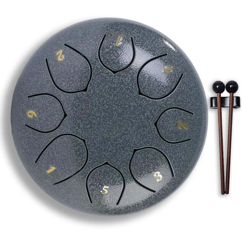 Steel Tongue Drum – 6Inch 8 Note Rain Drum for Outside Garden, Meditation & Music Education Soothing, Hand-Tuned Steel Drum Instrument & Gift for Family, Friends & Kids (Jade Porcelain) Jade Porcelain