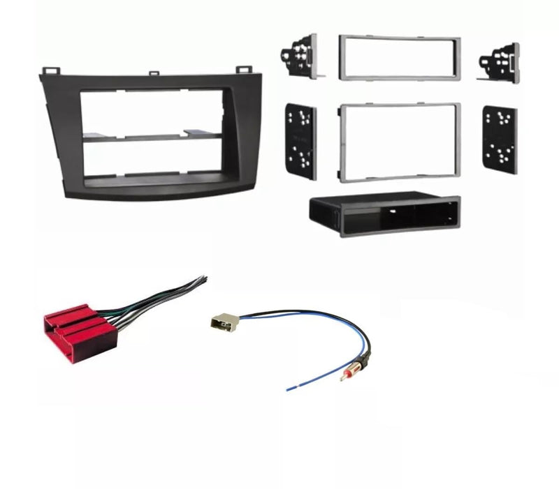 Single or Double Din Car Stereo Install Dash Kit, Wire Harness Plug, and AM/FM Radio Reception Antenna Adapter -Made for Mazda 3: 2010 2011 2012 2013 Mazda3