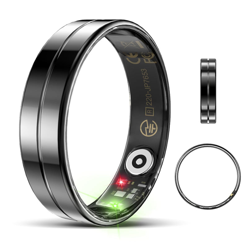 Emerhome Upgrade Smart Health Ring for Women Men,Waterproof Fitness Ring, Fitness Tracker for Activity Monitoring,Sleep Tracker, No Subscription Fee, Smart Ring for iSO & Android (Black,9#)