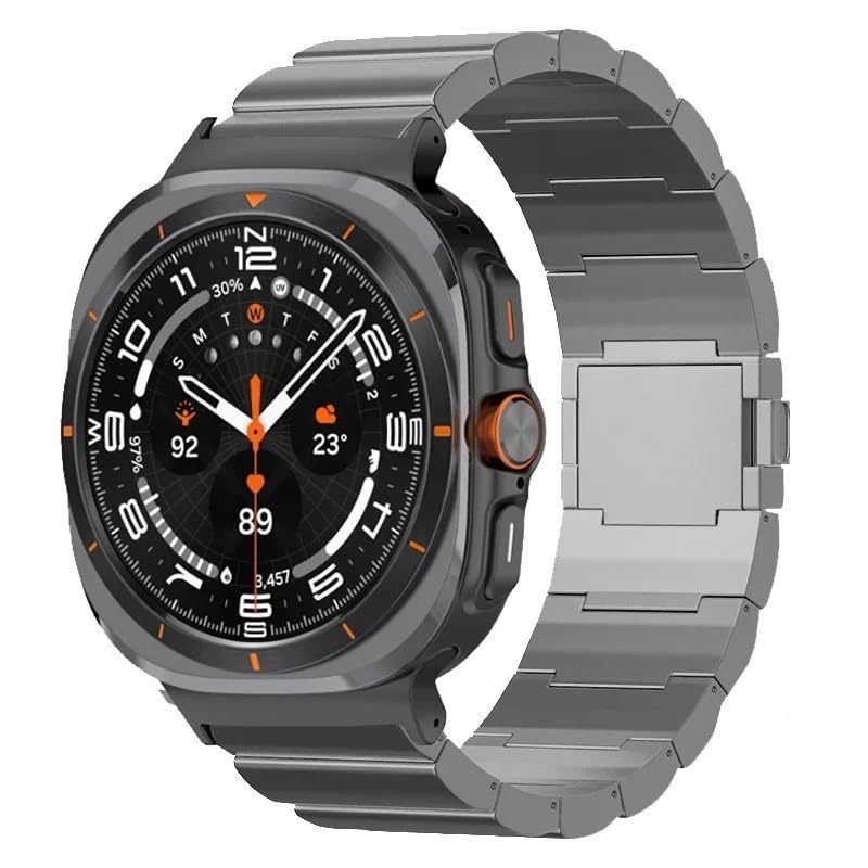 No Gap Titanium Magnetic Strap for Galaxy Watch Ultra 2/1 2026 | Metal Strap Wristband Accessory for Samsung Ultra 47mm (2025/2024)| 40% Lighter than Steel,Hypoallergenic,Fit Wrist 6"-8",Men grey