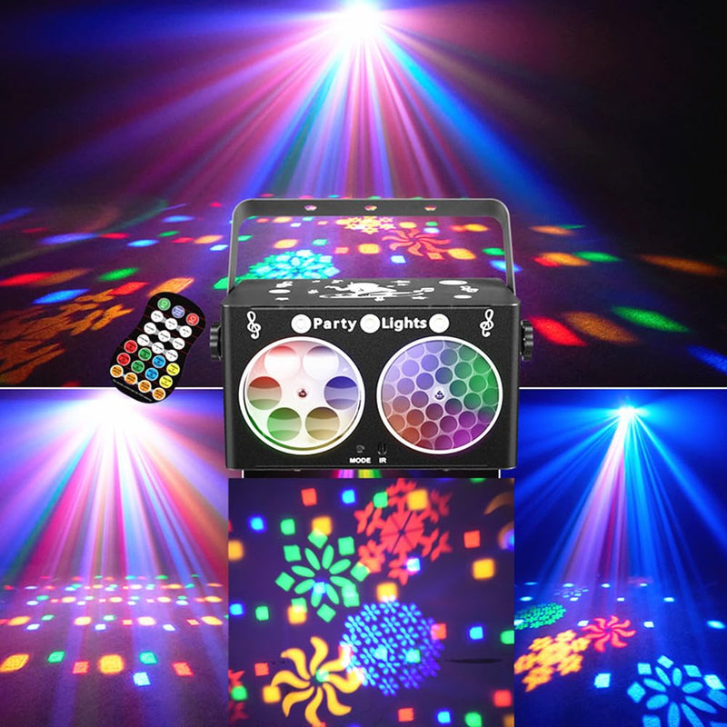 [AUSTRALIA] - Party DJ Disco Light 3in1 projector Stage lighting remote control multi-mode voice control strobe effect projection light Family Party Bar Club KTV Karaoke Holiday Birthday Bash Party atmosphere light Black 