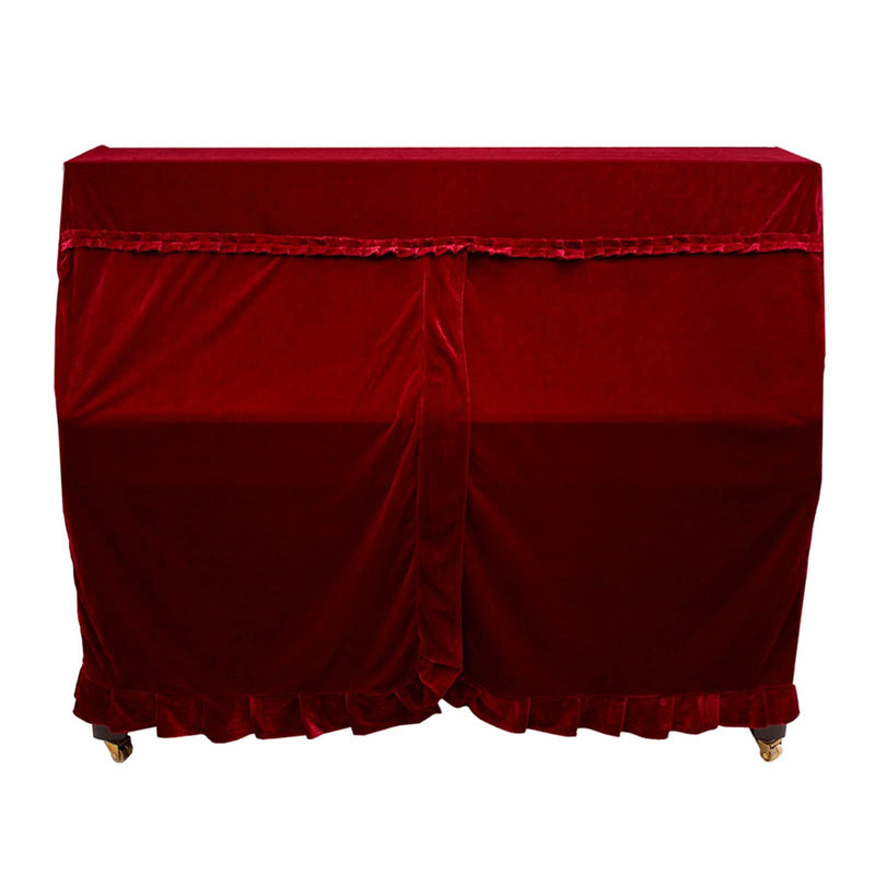 Piano Cover,Portable Foldable Pleuche Upright Full Piano Dust Cover Instruments Accessory (Red)